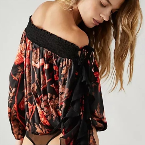 Free People Born To Love Bodysuit Top Midnight Combo Black - Picture 6 of 12